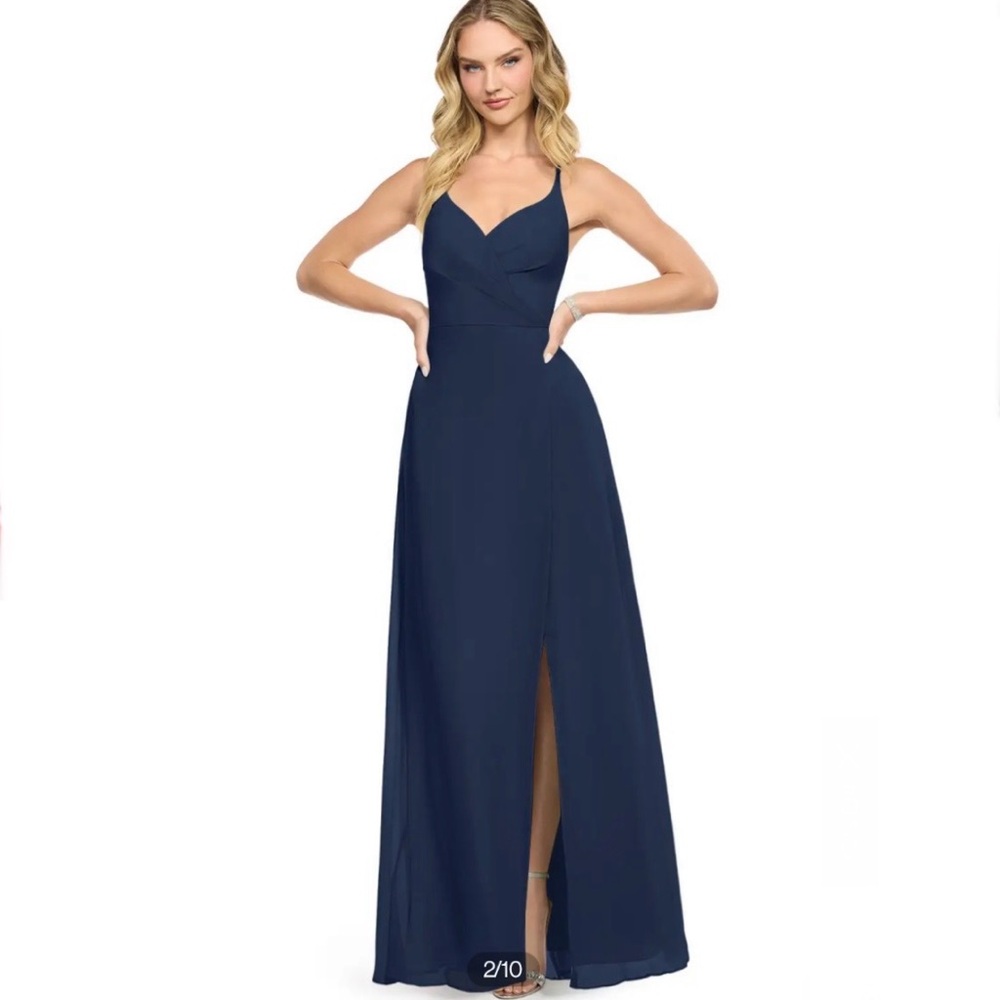 AZAZIE DAVIS - Navy A-Line V-Neck Chiffon Dress